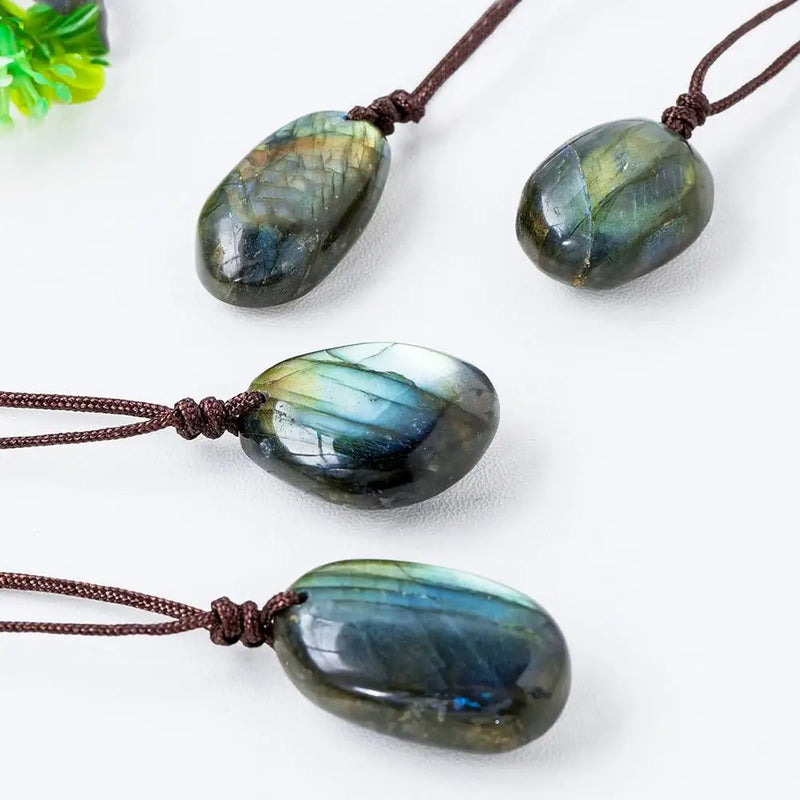 Natural Labradorite Pendant Necklaces Labradorite Necklace Energy Necklaces Healing Crystal Necklace Stones Ornament Home Decor