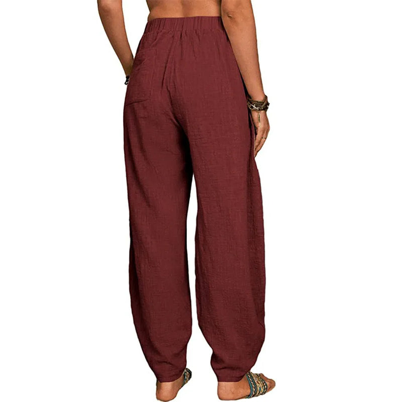 Casual Women Harem Pants Summer Female Cotton Linen Loose Wide Leg Long Pants Homewear LRFZ-922