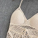 the BOHO CAMISOLE - Knitted Tassels Hollow Out Bohemian Style Sleeveless Sexy Corset Crop Tops Beach Tank Top Camisole
