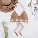 the CROP TOP - Swimwear Fashion Bohemian Beach Wear Outfit with Chest Pads Summer Sling Sexy Crochet Tops