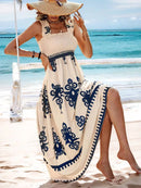 the PALM BEACH - Casual Bohemian Summer Loose Sleeveless A-Line Long Boho Casual Midi Dress