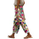 the ROLLED HEM BOHO - Women's Rolled Hem Casual Pants Floral Print Harem Pants Boho Lace-Up Stylish Casual Flowy Trousers
