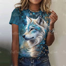 the WOLF WARRIOR - 3D Wolf Print Women T-Shirts Summer Fashion Animal Short Sleeve O-Neck Oversized T-Shirts for Women
