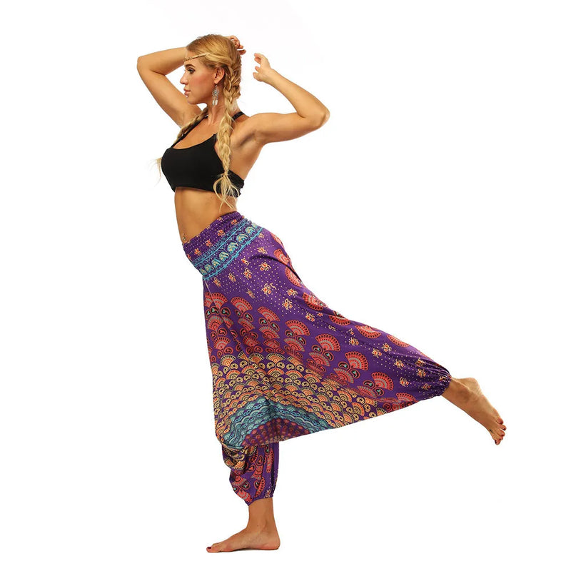 Women Pants 2023 Trousers Women'S Pants Summer Autumn Loose Yoga Trousers Baggy Boho Aladdin Jumpsuit Harem Pants Women Clothing