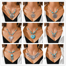 the STATEMENT - Bohemia Turquoise Stone Necklace for Women Chokers Handmade Pendants Necklaces Statement Jewelry