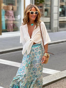 the SUNDAY STROLL - Boho Fashion Long Floral Summer/Autumn Loose Casual Elastic Waist Big Hem Long Skirts