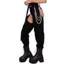 the CHAPS - Women's Festival Rave Pants Chaps Sexy Bottomless Hollow Out Patchwork Solid Loose Fit Buckle Trousers for Club Wear