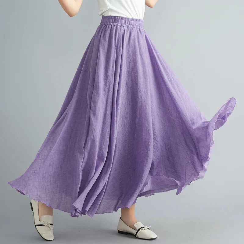 Fashion Clothes Women Clothing Skirts Vintage Y2k Elegant Streetwear Bohemian Cotton Linen Casual Vestido De Festa Long Skirt