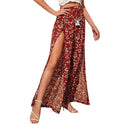 the PALAZZO - Fashion Printed Wide Leg Pants Front Split Bloomers Beach Style Cover Ups Wide Leg Trousers