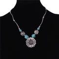 the AQUA MARINE - Bohemian Turquoise Natural Stone Pendants Necklace for Women