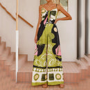 the DECO BOHO - Fashion High Street Printed Jumpsuit Summer Hollow Tie Up Beach Romper Casual Sleeveless Pocket Wide Leg Playsuit