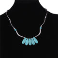 the AQUA MARINE - Bohemian Turquoise Natural Stone Pendants Necklace for Women