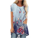 the MEADOW - Floral 3D Print Casual Short Sleeve Oversized Tunic T-Shirts for Women