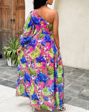 the BRIDESMAID BOHO - Spring/Summer Elegant Off Shoulder Print Loose Long Dress