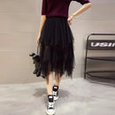 the TULLE TUTU - Fashion Summer Tutu Skirt Harajuku Tulle High Waist Midi Mesh Skirts