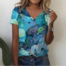 the DEEP DIVE - Summer 3D Print Sea Turtle V-Neck Oversized T-Shirts for Women