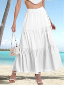 the SWING SKIRT - Summer Bohemian Pleated A-Line Flowing Swaying Layered Long Skirt
