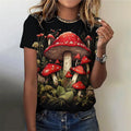 3D Printed Funny Mushroom T-Shirt For Women Plant Pattern Tees Summer Casual O-Neck Tops Short Sleeves Loose T Shirts Streetwear