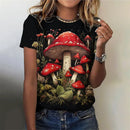 the MUSHROOM LOVERS - 3D Printed Mushroom Plant Pattern Casual O-Neck Short Sleeves Loose T-Shirts for Women