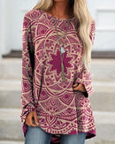 the MANDALA - Vintage European Pattern 3D Print Fashion Long Sleeve Tops for Women