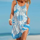 the SUNFLOWER - Summer Sunflower Beach Dress 3D Print Vacation Party Sundress Casual Sleeveless Beachwear Dress