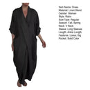 the WRAP BOHO - Spring/Fall Maxi Robe Baggy Cross V Neck Large Pocket Retro A-Line Bohemian Maxi Dress