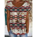 the ANCIENT - Indian Elephant Geometry 3D Print Streetwear V-Neck Oversized T-Shirts for Women