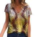 the SOFTBALL MOM - Summer Baseball MOM 3D Print V-Neck Short Sleeve Harajuku Streetwear Oversized T-Shirts for Women
