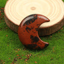 the MOON STONE - Crystal Mini Moon Ornament, Natural Stone Rose Quartz Hand Carved Chakra Feng Shui Healing Meditation Figurine, Home Decoration