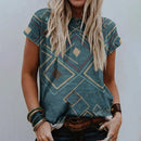 the TEXTILE - Summer Western Style 3D Print Streetwear Fashion Short Sleeve O-Neck T-Shirts for Women