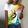 Summer Paris Eiffel Tower 3D Print T-shirts Women Streetwear Casual Fashion Y2k Short Sleeve T Shirt O-neck Tees Tops Clothing