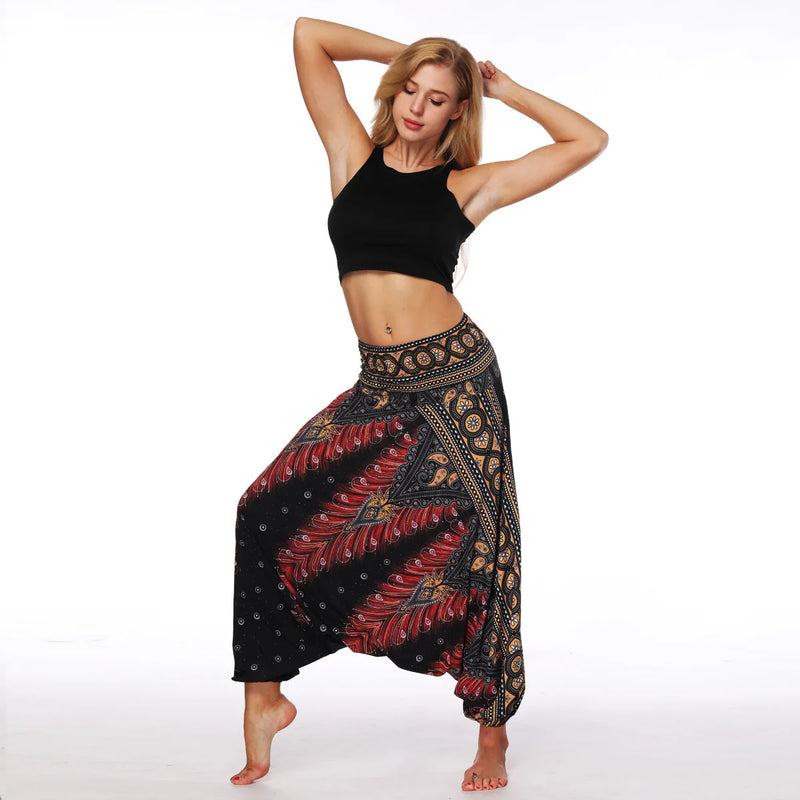 Women's Drop Crotch Ankle Balloon Joggers,Cotton Boho Hippie Harem Pants,Casusal Oversized Palazzo Meditation Pants