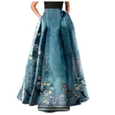 the WALTZ BOHO - Bohemian Floral Print Maxi Skirt High Waist Pocket Long Skirt