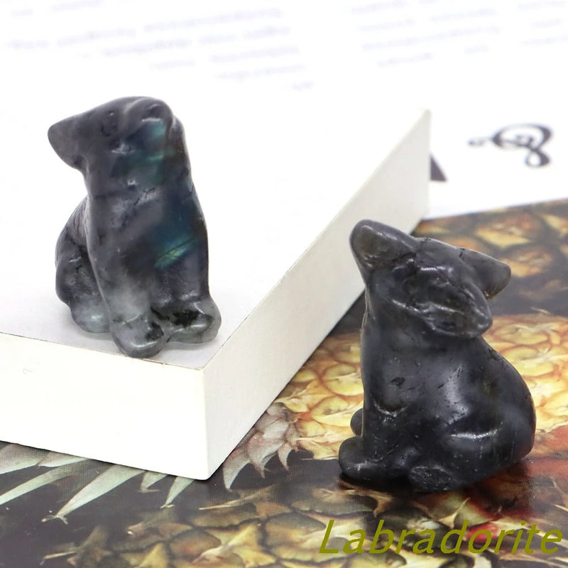 the LONE WOLF - 30mm Wolf Figurine Natural Stone Crystal Amethyst Opalite Quartz Healing Animal, Hand Carved Reiki Crafts Home Decor Gift