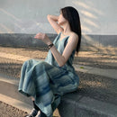 the WHISPER - Women Tie Dye Suspender Loose Lazy Long Summer Seaside Vacation Dress