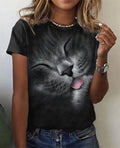 New Summer 3D Printing T-Shirt for Women Cute Cat Fashion Tee 2022 New Harajuku Animal Short Sleeve Oversized Clothing Camiseta