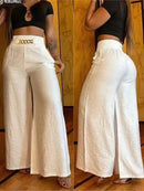 the BOOGIE BOHO - Women's Elegant Casual Long Trousers Fashion Solid Office High Waist Flared Pants