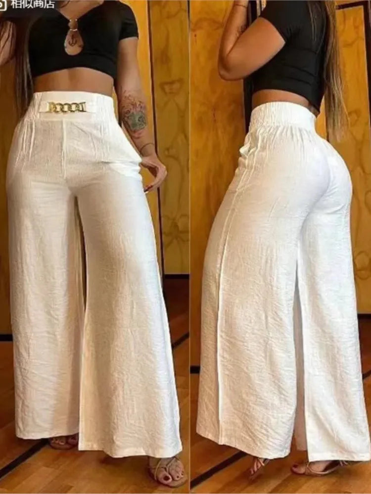 Women Casual Long Trousers Fashion Solid Office Female Casual High Waist Flared Pants For Women Clothes 2023 New Elegant Pant