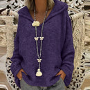 the ASPEN - Women's Winter/Autumn Solid Color Long Sleeve Braided Hooded Oversized Knitted Boho Pullover Sweaters
