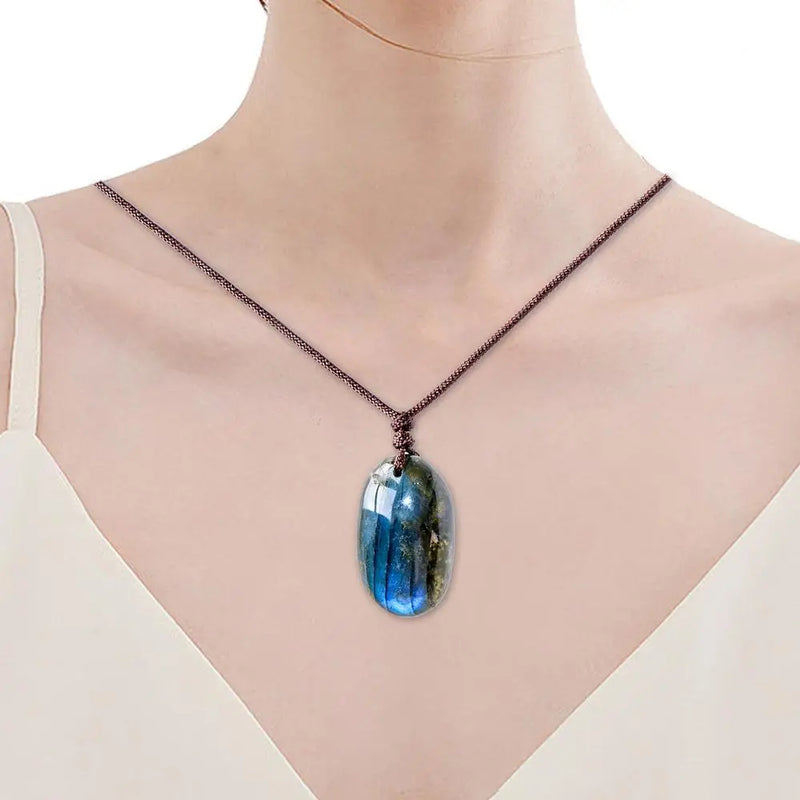 Natural Labradorite Pendant Necklaces Labradorite Necklace Energy Necklaces Healing Crystal Necklace Stones Ornament Home Decor