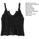 the DAINTY DAMSEL - Women Vintage V-Neck Vest Tops Summer Sleeveless Crochet Tops Hollow Lace Knitted Sling Camisole Tops
