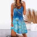 Beach Dress Summer 2025 Printed Sleeveless Women's Dress Boho Casual Party Vestidos Robe Hollow Out Short Dress