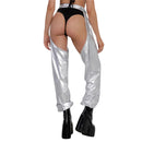 the CHAPS - Women's Festival Rave Pants Chaps Sexy Bottomless Hollow Out Patchwork Solid Loose Fit Buckle Trousers for Club Wear