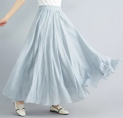 Fashion Clothes Women Clothing Skirts Vintage Y2k Elegant Streetwear Bohemian Cotton Linen Casual Vestido De Festa Long Skirt