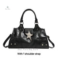 the WESTERN STAR - Gothic Star Girl Black Bag, Women Vintage Handbag, Fashion Shoulder Bag, Large Capacity PU Crossbody, Goth Purse/Punk Tote Bags