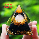 the ORGONE PYRAMID - Crystals Stone Orgone Pyramid Energy Generator, Natural Amethyst Peridot Reiki Chakra Meditation Tool, Room Decor Christmas Gifts