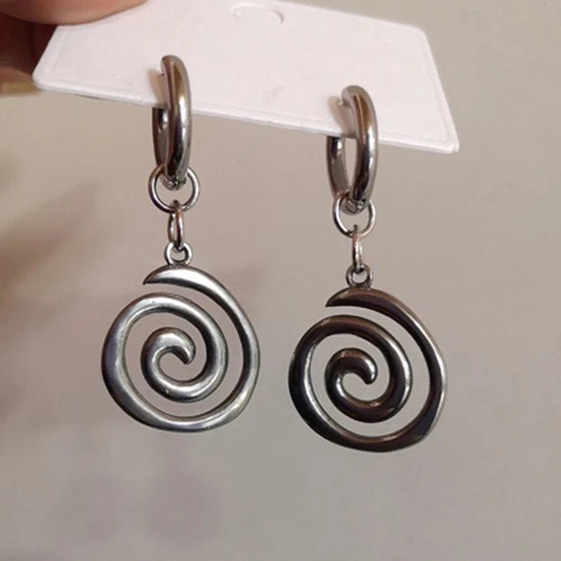 the VORTEX - Grunge Jewelry Stainless Steel Swirl Hoop Earrings