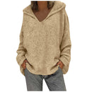 the ASPEN - Women's Winter/Autumn Solid Color Long Sleeve Braided Hooded Oversized Knitted Boho Pullover Sweaters