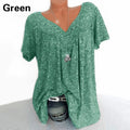 Casual Large Size V-Neck T-Shirt Tops Fashion Women T-Shirt Summer Printed Loose Bottoming Shirt