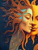 the STARSEED SUN - Sun & Moon Print Crew Neck Short Sleeve Casual Spring & Summer T-Shirts for Women